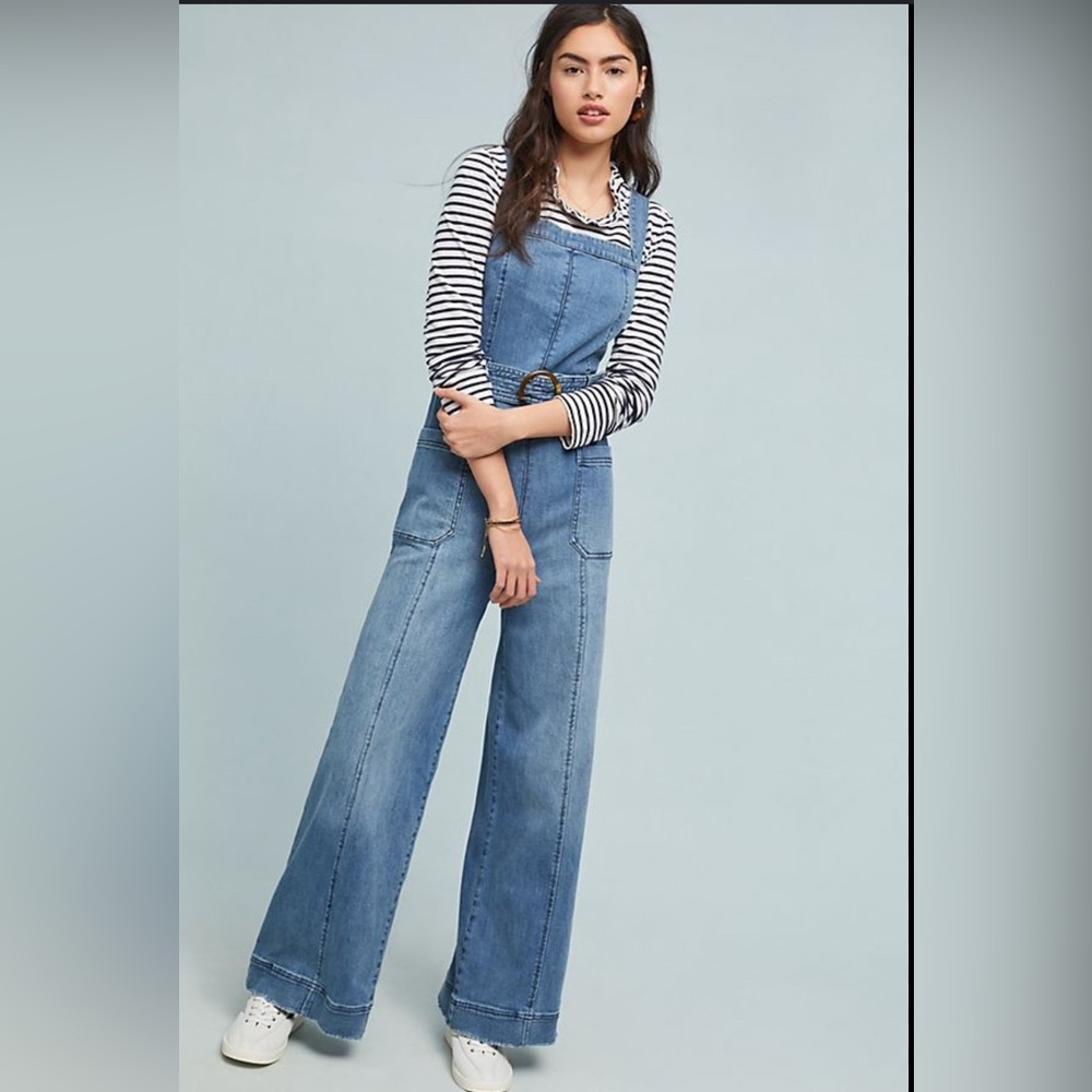 ANTHROPOLOGIE Women's Blue Denim Overalls